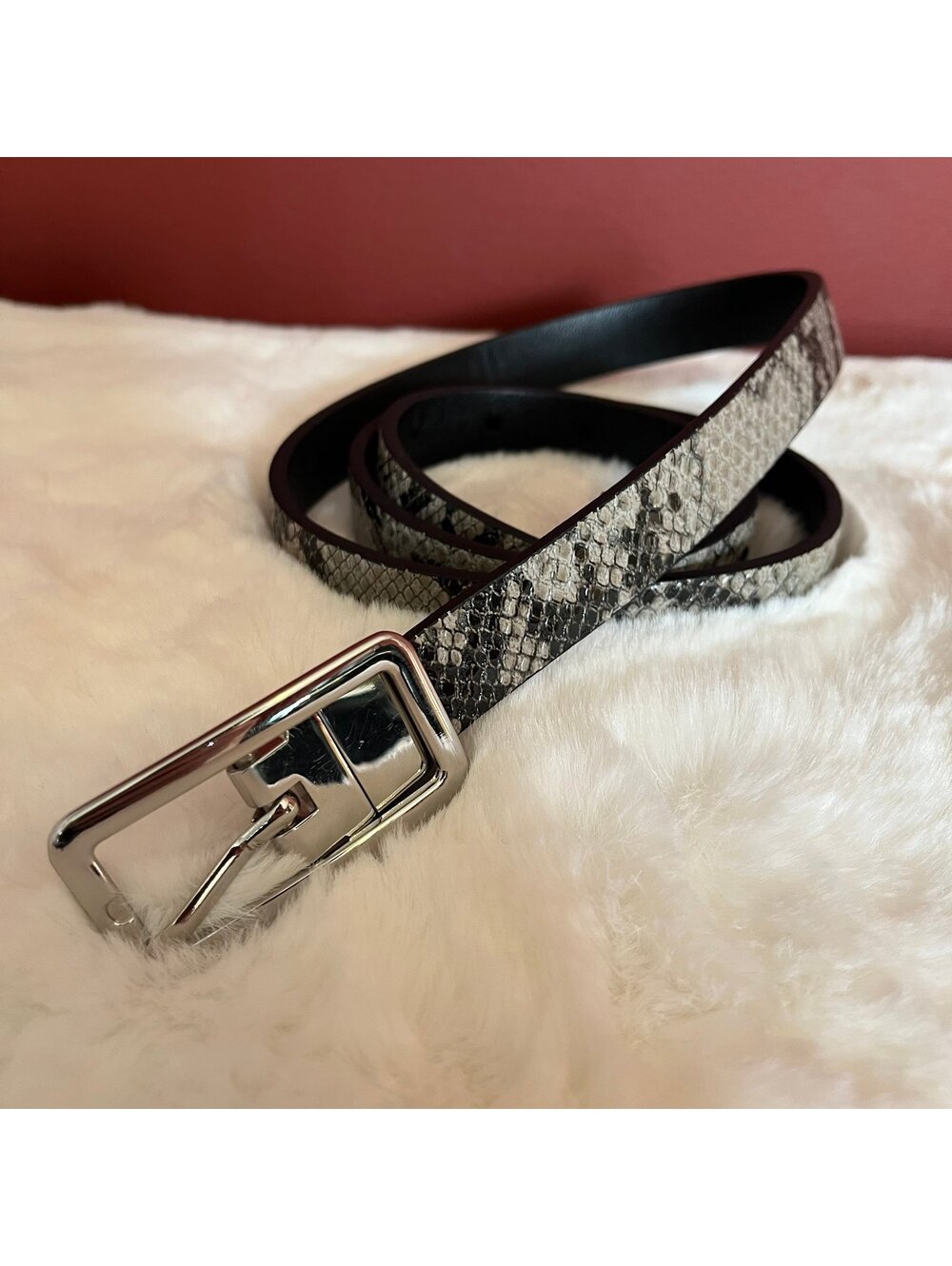 Express women’s belt size Medium, faux snake skin, gray and black
